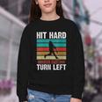Women's Retro Hit Hard Run Fast Turn Left Baseball Lover Youth Crewneck Sweatshirt Women's Retro Hit Hard Run Fast Turn Left Baseball Lover Youth Crewneck Sweatshirt