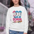 100 Days Of School Baseball Drip Bat 100th Day Of School Boy Youth Crewneck Sweatshirt