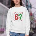 67 Baseball Christmas Candy Cane Snowflake Holiday Sports Youth Crewneck Sweatshirt
