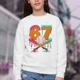 67 Ice Cream Drip Baseball Number 67 Player 67th Birthday Youth Crewneck Sweatshirt