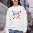 Baseball Drip I Was 6 Now I'm 7 67 Meme 7th Birthday Youth Crewneck Sweatshirt