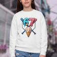 Baseball Ice Cream Drip 67 Six Seven Gen Alpha Slang Meme Youth Crewneck Sweatshirt