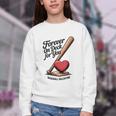 Baseball Valentine Forever On Deck For You Tee Youth Crewneck Sweatshirt