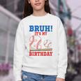 Bruh It's My 2nd Birthday Boy Baseball Themed Party Youth Crewneck Sweatshirt Bruh It's My 2nd Birthday Boy Baseball Themed Party Youth Crewneck Sweatshirt