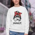 Classy Nana Life Soccer Messy Bun Baseball Mother's Day Youth Crewneck Sweatshirt Classy Nana Life Soccer Messy Bun Baseball Mother's Day Youth Crewneck Sweatshirt