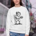 Frog Basketbal Men Women Grumpy Frog Playing Baseball Youth Crewneck Sweatshirt