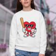 Heart Playing Baseball Valentines Day Youth Crewneck Sweatshirt Heart Playing Baseball Valentines Day Youth Crewneck Sweatshirt