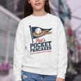 Pat's Pocket Pancakes Flag Baseball On Pancake Youth Crewneck Sweatshirt Pat's Pocket Pancakes Flag Baseball On Pancake Youth Crewneck Sweatshirt