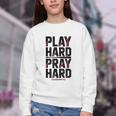 Play Hard Pray Hard Youth Boy Christian Baseball Jesus Youth Crewneck Sweatshirt