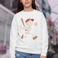 Skeleton Batting Baseball Halloween Boys Men Kids Youth Crewneck Sweatshirt