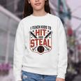 I Teach Kids To Hit And Steal Baseball Softball Coach Premium Tri-Blend Youth Crewneck Sweatshirt