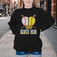 Bonus Mom Of Both Half Baseball Softball Ice Cream Drip Youth Crewneck Sweatshirt