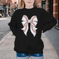 Cute Baseball Coquette Bow For Women Girls Baseball Mama Mom Youth Crewneck Sweatshirt