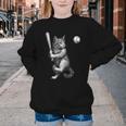 Cute Kitten Playing Baseball Hitter Bat Cool Baseball Cat Youth Crewneck Sweatshirt