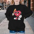 Heart Play Baseball Valentine's Day Teens Boys Girls Kids Youth Crewneck Sweatshirt