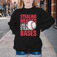 Kids Stealing Hearts Like I Steal Bases Cute Baseball Boys Youth Crewneck Sweatshirt