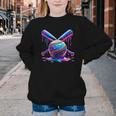 Neon Dripping Baseball And Bats Colorful Sports Art Youth Crewneck Sweatshirt Neon Dripping Baseball And Bats Colorful Sports Art Youth Crewneck Sweatshirt