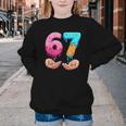 Six Seven 6-7 Baseball Ice Cream Drip 67 Meme Hands Youth Crewneck Sweatshirt