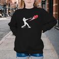 Valentines Day Baseball Batter Silhouette Heart Youth Crewneck Sweatshirt