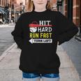 Women's Hit Hard Run Fast Turn Left Baseball Quote Fan Coach Youth Crewneck Sweatshirt Women's Hit Hard Run Fast Turn Left Baseball Quote Fan Coach Youth Crewneck Sweatshirt