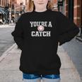 You'Re A Catch Baseball Pun Heart Kids Boys Valentines Youth Crewneck Sweatshirt