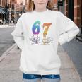 67 Meme Baseball Kids Girls Humor Number 6 7 Youth Crewneck Sweatshirt