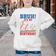 Bruh It's My 2nd Birthday Boy Baseball Themed Party Youth Crewneck Sweatshirt Bruh It's My 2nd Birthday Boy Baseball Themed Party Youth Crewneck Sweatshirt