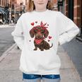 Dachshund Valentines Day Wiener Dog Lover Weenie Heart Raglan Baseball Tee Youth Crewneck Sweatshirt