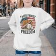 Faith Family Freedom Patriotic Christian Baseball Game Day Youth Crewneck Sweatshirt