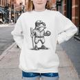 Frog Basketbal Men Women Grumpy Frog Playing Baseball Youth Crewneck Sweatshirt