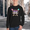 Baseball Ice Cream Drip Number 22 Player 22nd Birthday Youth Crewneck Sweatshirt