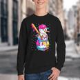 Baseball Snowman Drip Christmas Baseball Boys Men Kids Youth Crewneck Sweatshirt