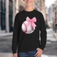 Cute Coquette Baseball Pink Bow Player & Fan Girls Youth Crewneck Sweatshirt