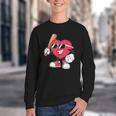 Heart Play Baseball Valentine's Day Teens Boys Girls Kids Youth Crewneck Sweatshirt