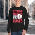 Kids Stealing Hearts Like I Steal Bases Cute Baseball Boys Youth Crewneck Sweatshirt