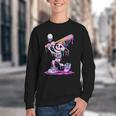Skeleton Baseball Drip Boys Youth Kids Halloween Youth Crewneck Sweatshirt