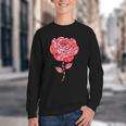Sporty Rose Graphic With Baseball And Rugby Ball Petals Youth Crewneck Sweatshirt
