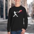 Valentines Day Baseball Batter Silhouette Heart Youth Crewneck Sweatshirt