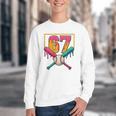 Baseball Ice Cream Drip Number 67 Player 67th Birthday Premium Tri-Blend Youth Crewneck Sweatshirt