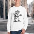Frog Basketbal Men Women Grumpy Frog Playing Baseball Youth Crewneck Sweatshirt