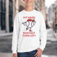 Hit Hard Run Fast Turn Left Baseball Player Premium Tri-Blend Youth Crewneck Sweatshirt