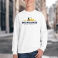 Milwaukee Baseball Minimalist City Skyline Baseball Lover Youth Crewneck Sweatshirt Milwaukee Baseball Minimalist City Skyline Baseball Lover Youth Crewneck Sweatshirt