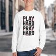 Play Hard Pray Hard Youth Boy Christian Baseball Jesus Youth Crewneck Sweatshirt