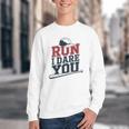 Run I Dare You Baseball Catcher Player Fan Youth Crewneck Sweatshirt