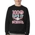 100 Days Of School Baseball 100th Day Of School Girls Youth Crewneck Sweatshirt