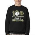 100 Days Of School Baseball Camo Art For Boys Kids Students Youth Crewneck Sweatshirt 100 Days Of School Baseball Camo Art For Boys Kids Students Youth Crewneck Sweatshirt