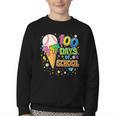 100 Days Of School Baseball Ice Cream Drip Boys Kids Player Youth Crewneck Sweatshirt
