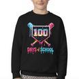 100 Days Of School Ice Cream Drip Baseball 100 Days Smarter Youth Crewneck Sweatshirt
