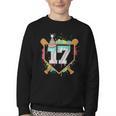 17th Birthday Baseball Drip Number 17 Year Old Birthday Boy Youth Crewneck Sweatshirt 17th Birthday Baseball Drip Number 17 Year Old Birthday Boy Youth Crewneck Sweatshirt