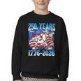 250 Years 1776 2026 250th Baseball American Flag 4th Of July Youth Crewneck Sweatshirt